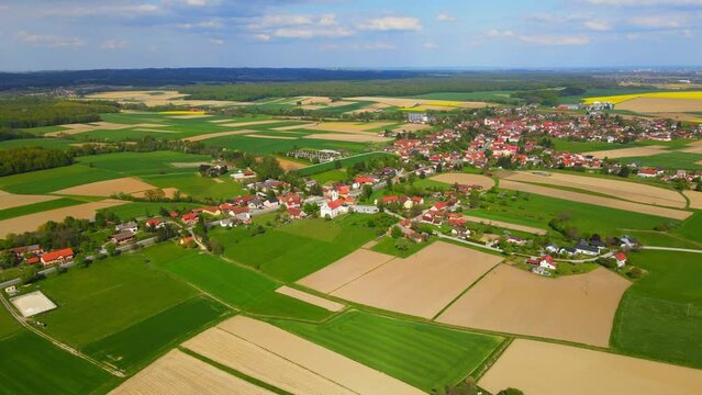 Aerial 4K drone footage of Sredi&scaron;če ob Dravi. Small town in Northeastern Slovenia.