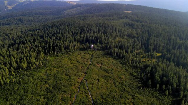 Aerial 4K footage of Lovren&scaron;ka jezera, which is set of interconnected lakes located in the heart of the Rogla. Surrounded by forests, this destination offers a chance to relax in the beauty of nature.
