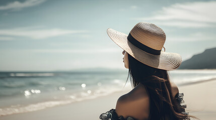 relaxed woman on vacation on the beach