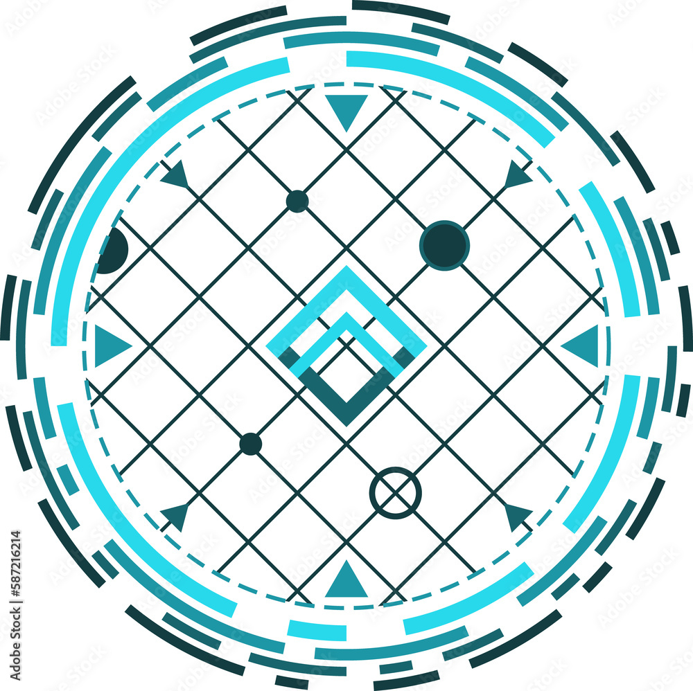 Poster hud compass, radar or aim control panel element