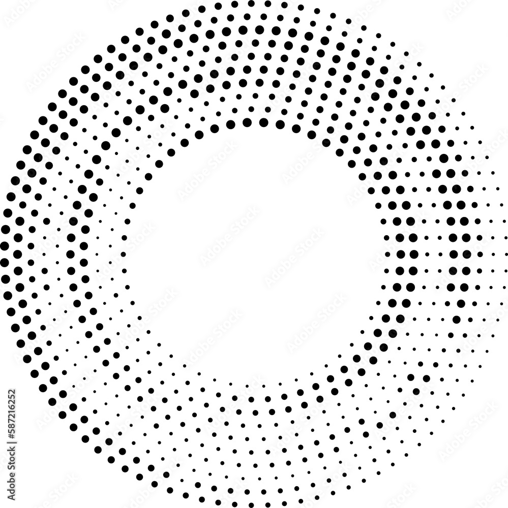 Poster Halftone circle pattern frame, black dots border