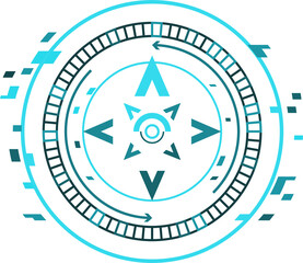 HUD compass digital screen or aim control panel