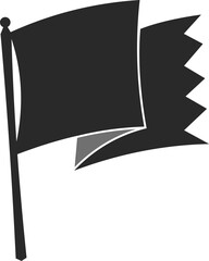 Retro black pennant flag or banner on pole, vector