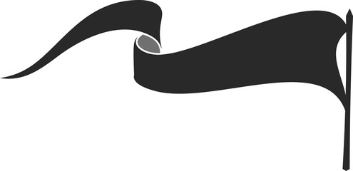 Black pennant flag, triangle banner waving on pole