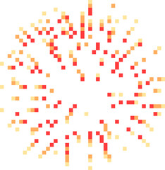 Pixel fireworks explosion, 8 bit game asset