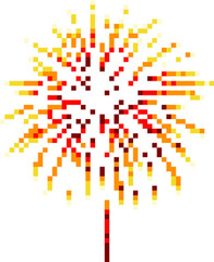 Fireworks boom burst effect, 8bit pixel game asset © Vector Tradition
