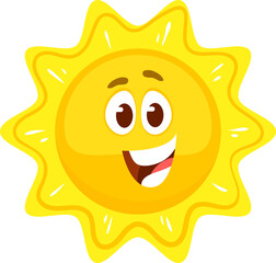 Cartoon funny sun character with toothy smile