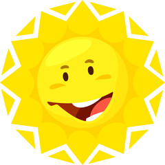Sun character with cute smile and happy face