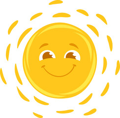 Sun character, cute sunshine vector personage
