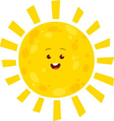 Fototapeta premium Cartoon sun character with happy smiling face