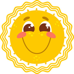 Funny sun character, happy face and cute smile
