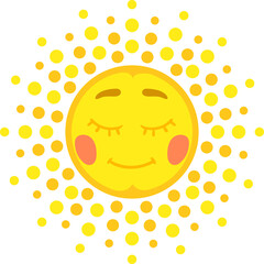 Fototapeta premium Cartoon sleeping, setting or rising sun character