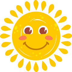 Cartoon positive smiling sun character