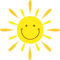 Cartoon cheerful and smiling sun character