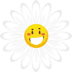 Camomile smile, cartoon daisy flower character