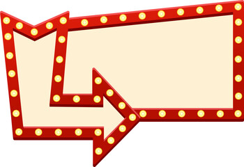 Retro carnival lightbox with arrow direction sign