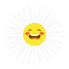 Cartoon chamomile laughing with closed eyes