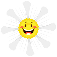 Cartoon cheerful chamomile flower character