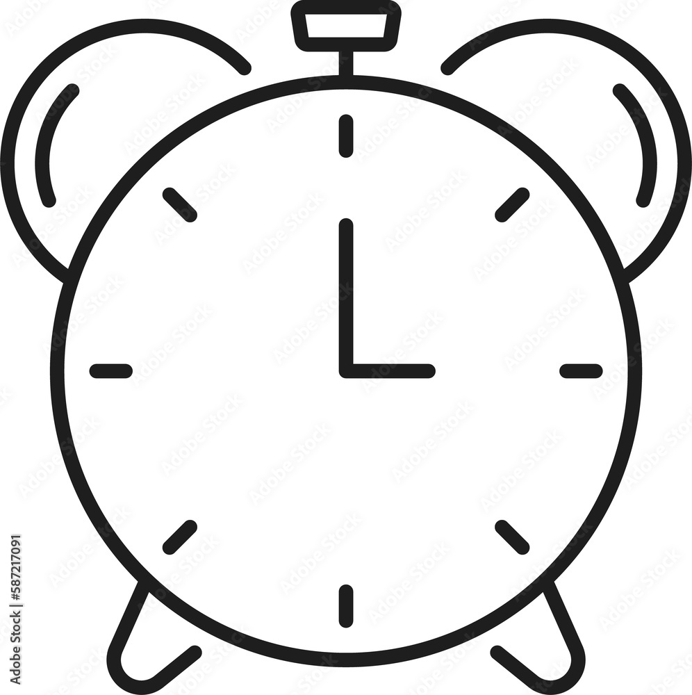 Poster Alarm vector icon, isolated outline ringing clock