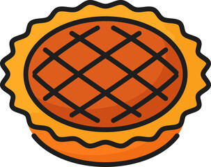 Homemade apple pie dessert color line icon