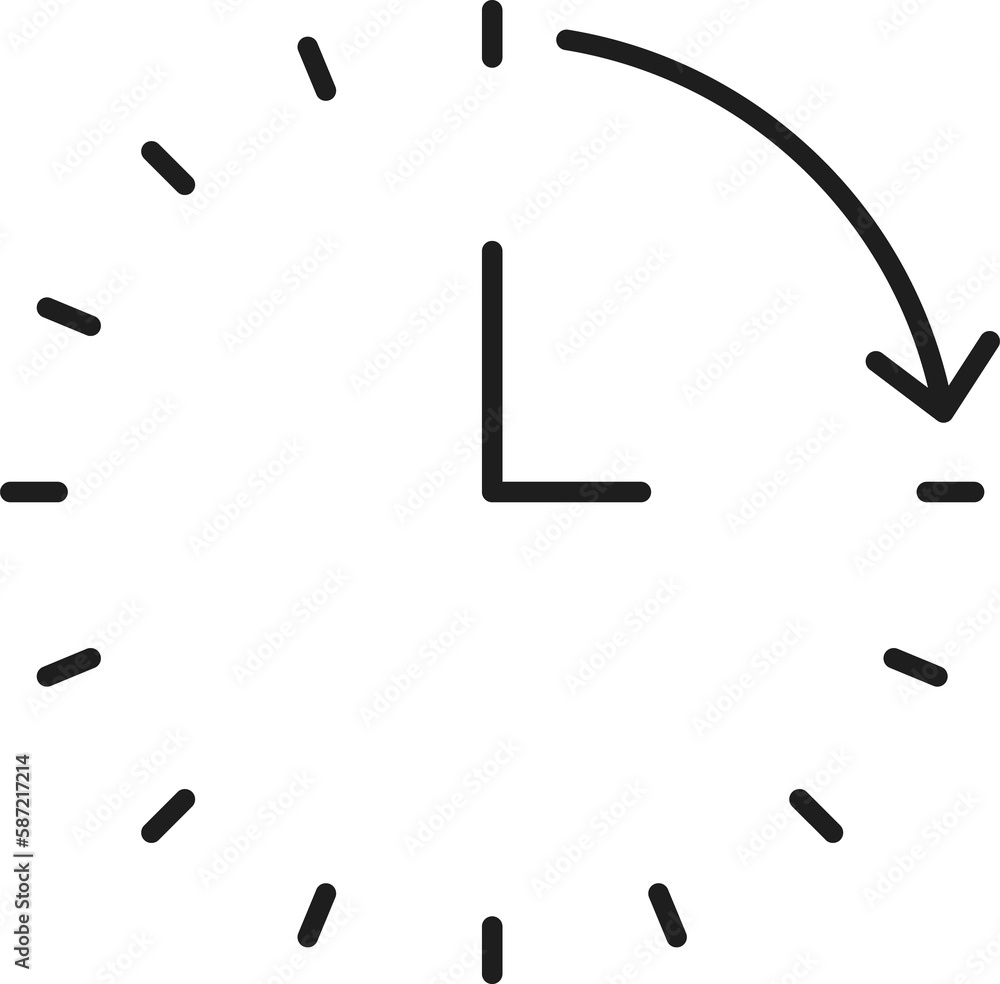 Poster Watch face dial hands, clock timer outline icon
