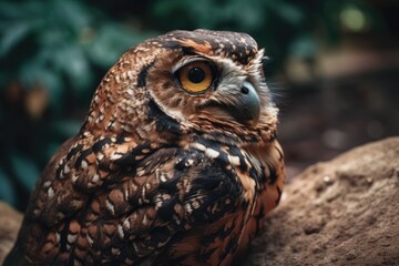 Owl resting in the bird park. Generative AI