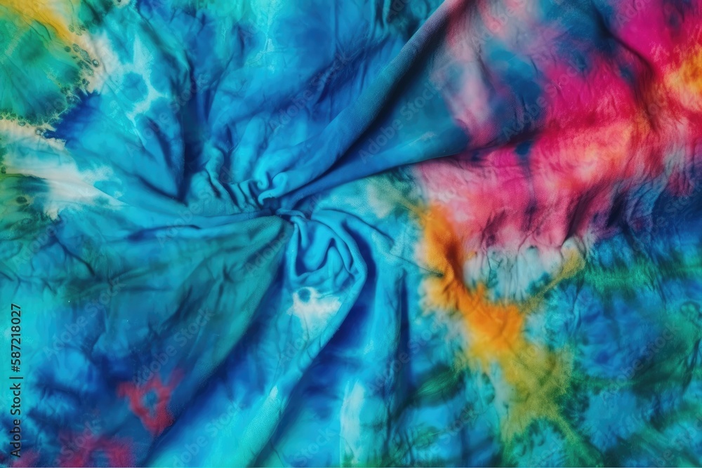 Aufkleber vibrant tie-dyed fabric in multiple colors and patterns. generative ai