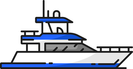 Yacht Cuba transportation vessel, outline icon