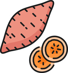 Sweet potatoes Cuba food color outline icon