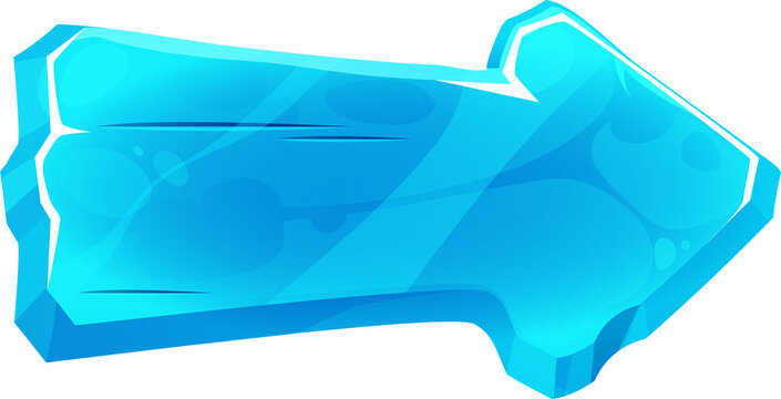 Frozen arrow indicator pointer, blue iced stone