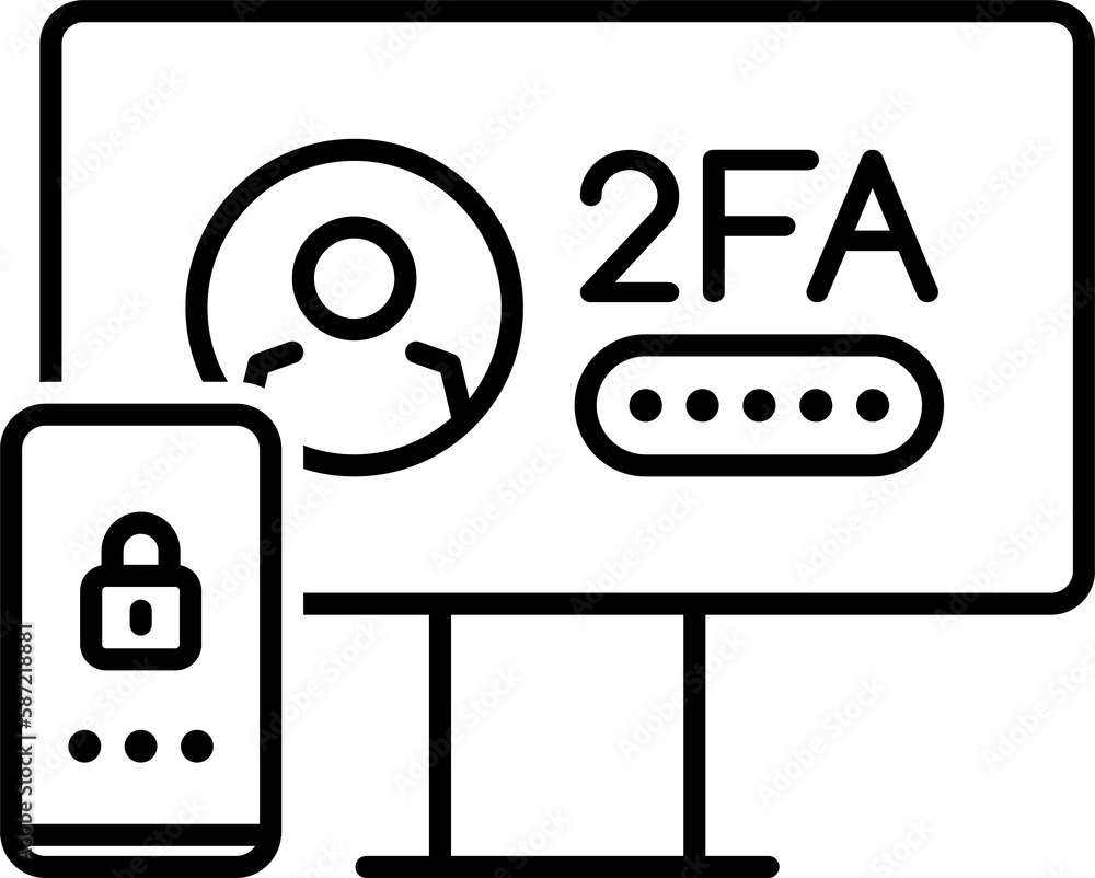 Poster 2fa two factor verification by mobile phone, icon