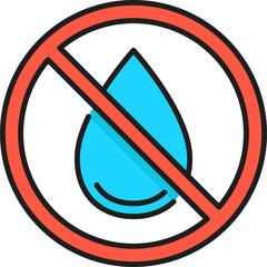 No water drop or no oil isolated thin line icon