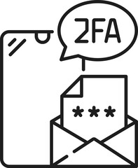2FA two factor verification icon, e-mail password