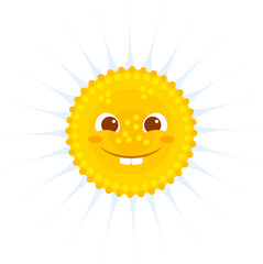 Cartoon smiling baby camomile flower character