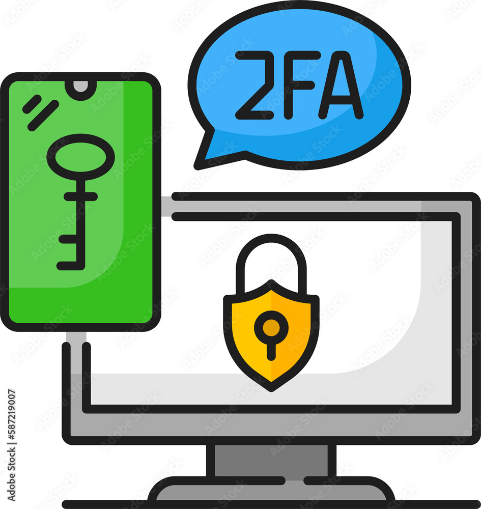 Poster 2fa two factor verification, screen, key and lock