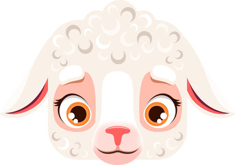 Cartoon sheep or lamb kawaii square animal face