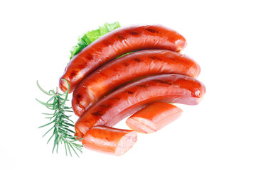 Sausages, isolated on a white background