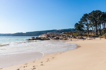 Beautiful Nerga beach in Cangas, Galicia