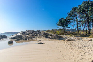 Beautiful Nerga beach in Cangas, Galicia