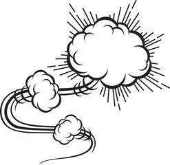 Explosion cloud with moving trail speed track sign