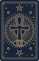Mason sign with Egypt cross occult tarot card sign