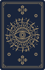 Pentagram with magic eye, tarot gold magic card