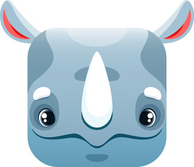 Cartoon rhino kawaii square animal face rhinoceros © Vector Tradition