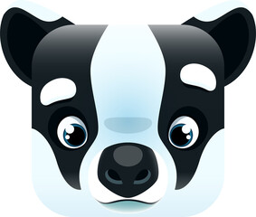 Cartoon badger kawaii square animal face portrait