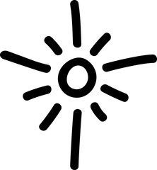 Sun sunshine with rays icon, sketch of doodle star