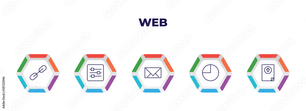 Aufkleber editable outline icons with infographic template. infographic for web concept. included interlinked 