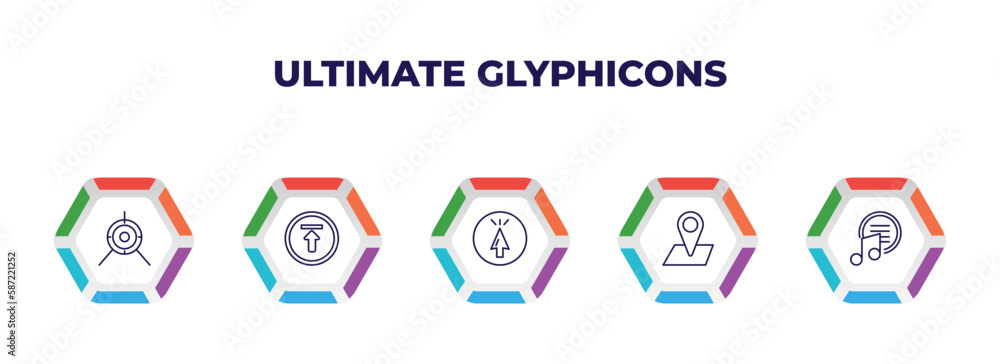 Poster editable outline icons with infographic template. infographic for ultimate glyphicons concept. inclu