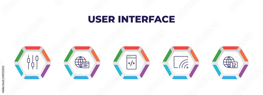 Poster editable outline icons with infographic template. infographic for user interface concept. included b