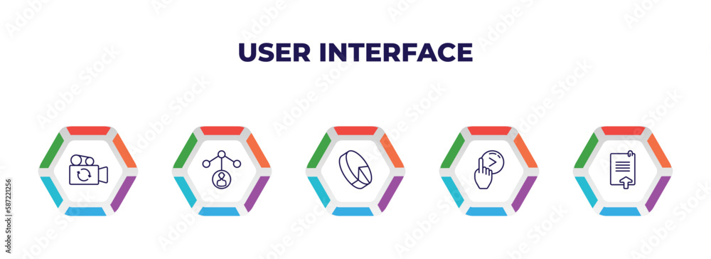 Poster editable outline icons with infographic template. infographic for user interface concept. included s