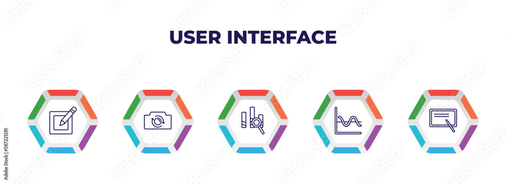 Poster editable outline icons with infographic template. infographic for user interface concept. included w